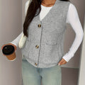 Miriam | Knappet V-hals Strikkevest
