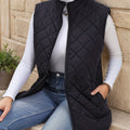 Eileen | Lang vest med diamantquiltet mønster
