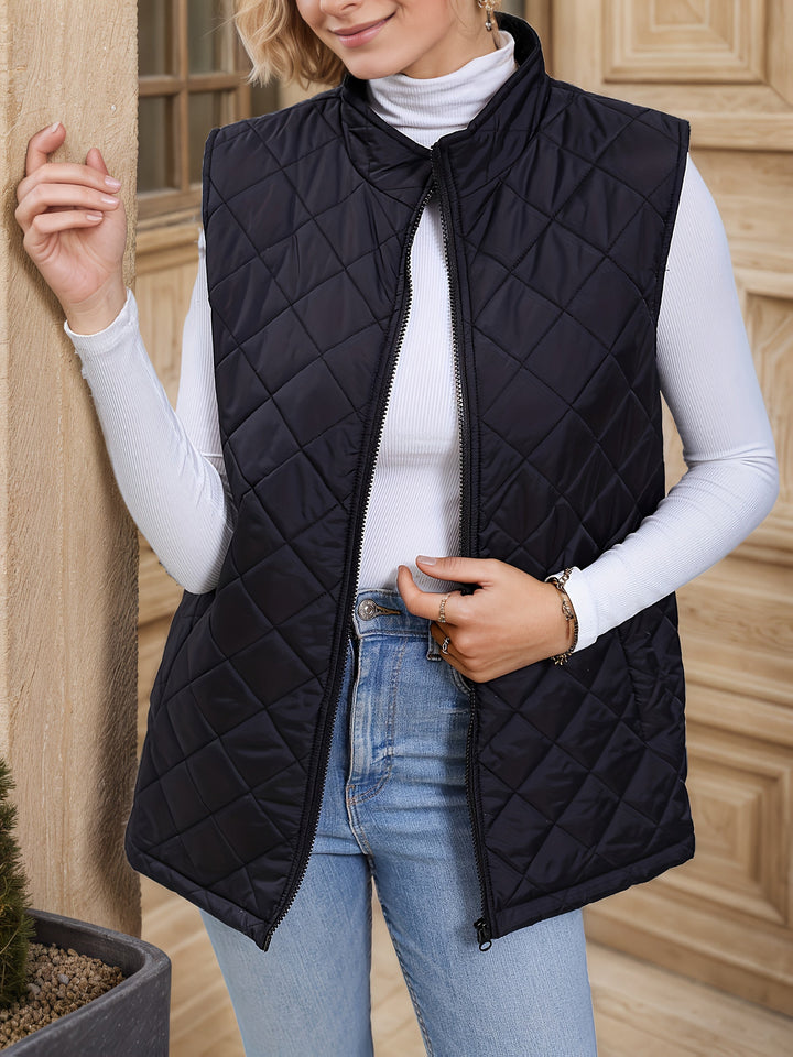 Eileen | Lang vest med diamantquiltet mønster