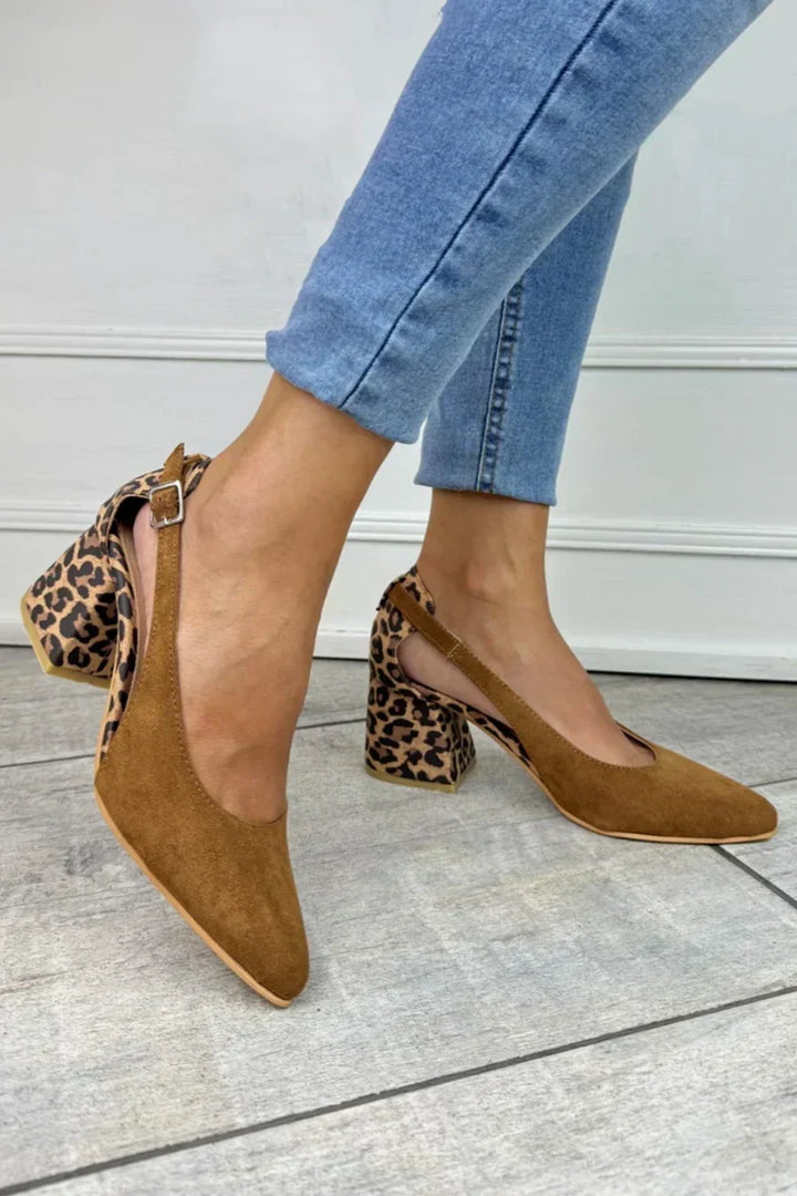 Darlene | Stilige Slingback Hæler med Leopardmønster