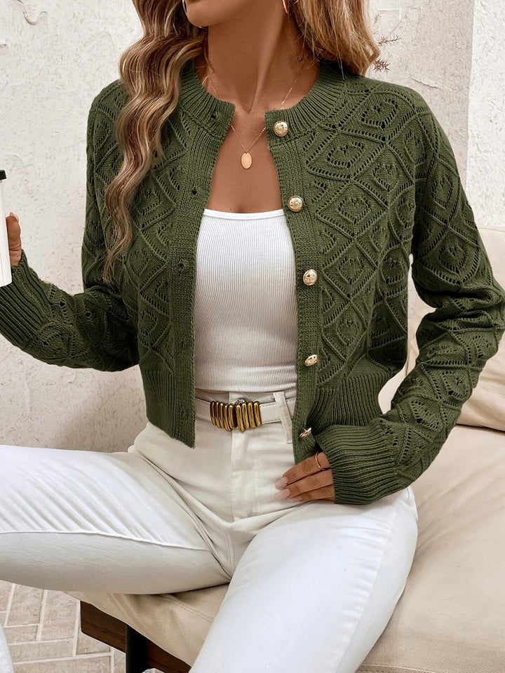 Della | Strukturert knapp-front cardigan