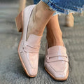 Micah | Elegante Loafers med Bred Hæl og Skinnende Finish