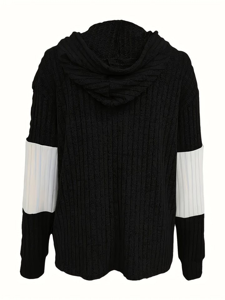 Cecilia | Strukturert Colorblock Hettegenser