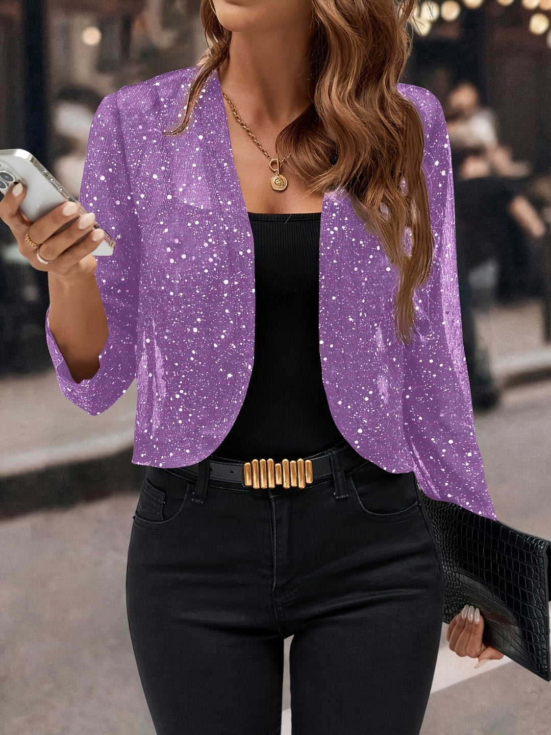Elaine | Glitrende Cropped Jakke