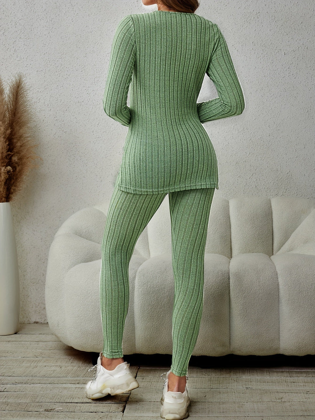Delphina | Casual ribbestrikket to-delt sett