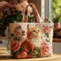 Rachel | Flerfarget Rose Katt Kunst Tote Bag