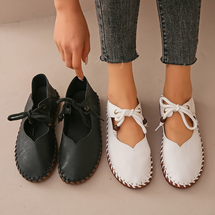 Annette | Håndlagde Snøresko Flats