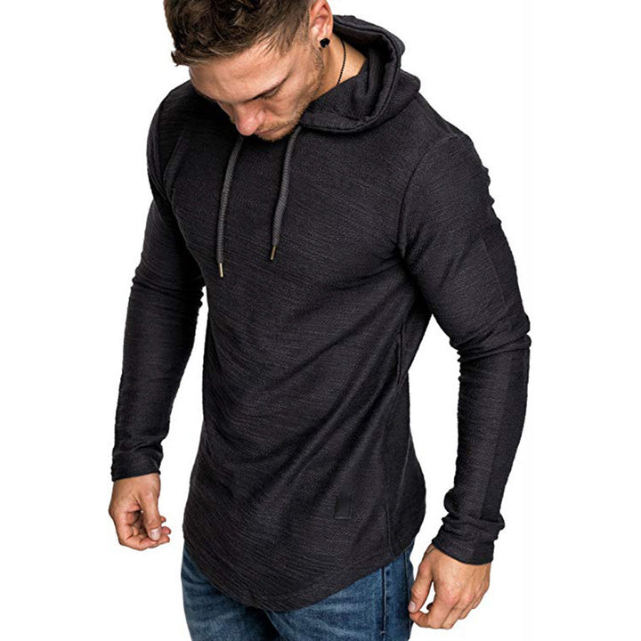 Slim fit hettegenser herre i svart