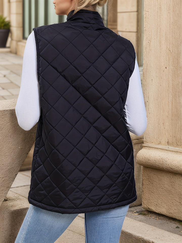 Eileen | Lang vest med diamantquiltet mønster