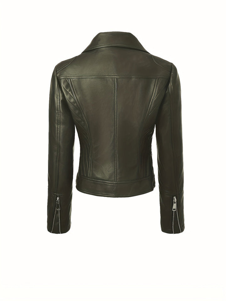Mabel | Skulpturert Zip-Front Moto Jakke