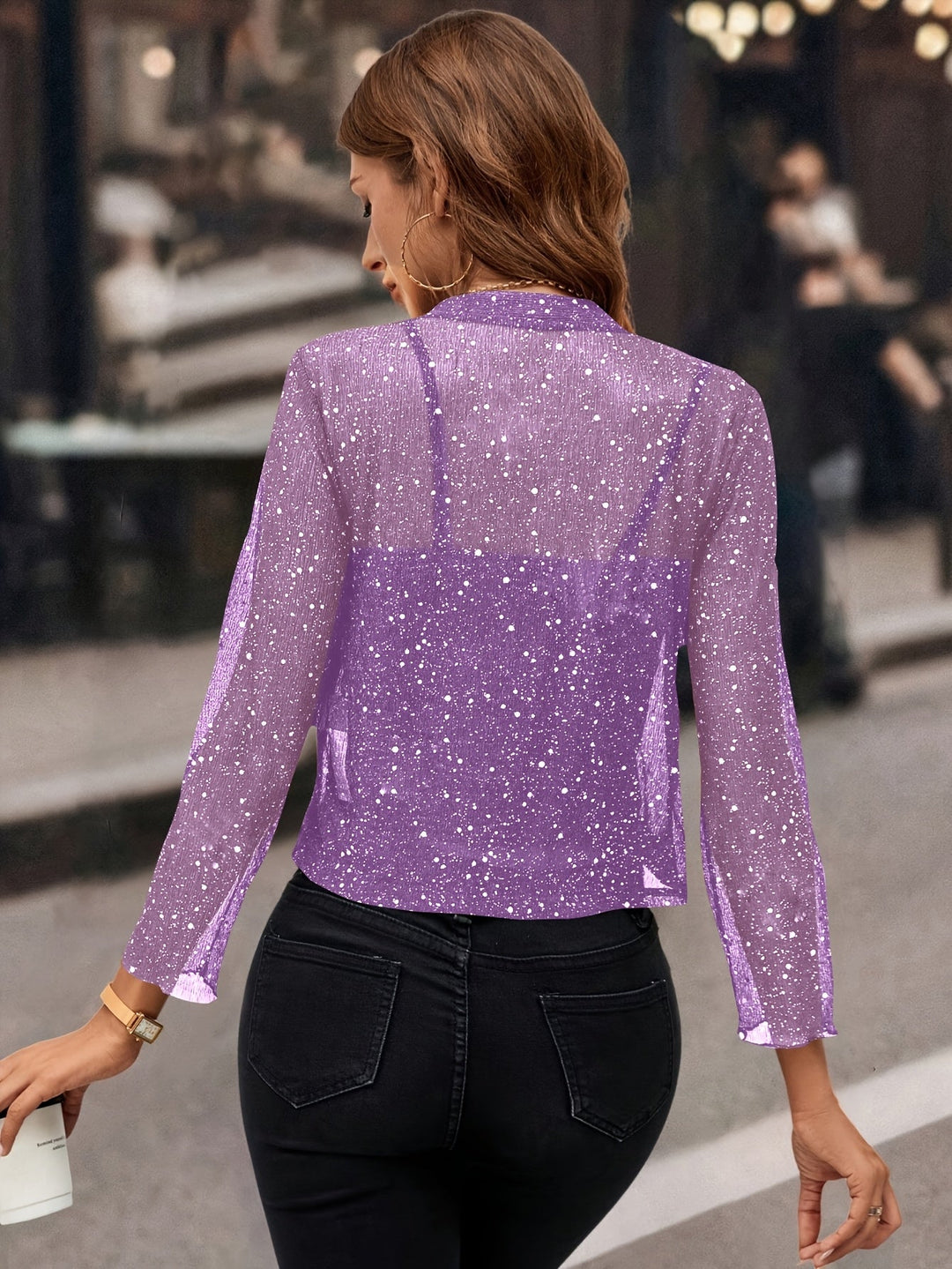 Elaine | Glitrende Cropped Jakke