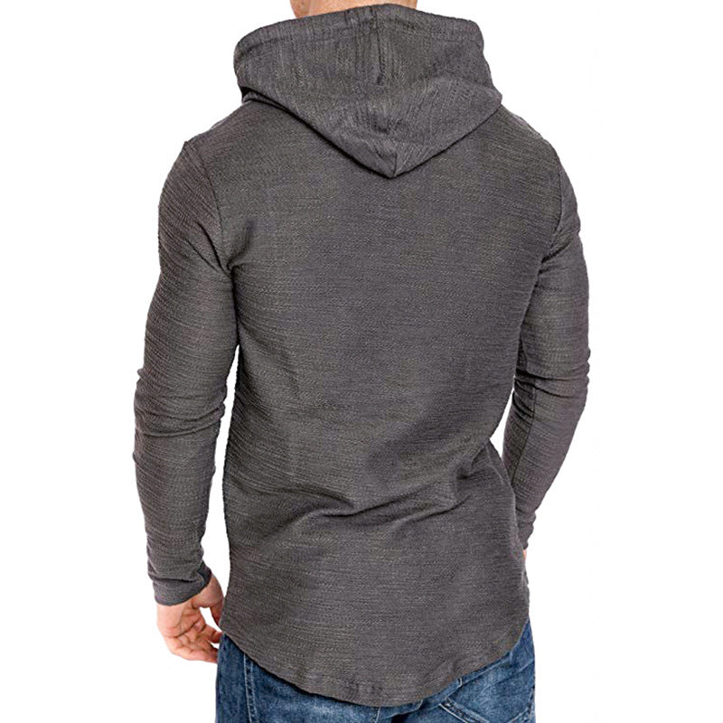 Slim fit hettegenser herre i svart
