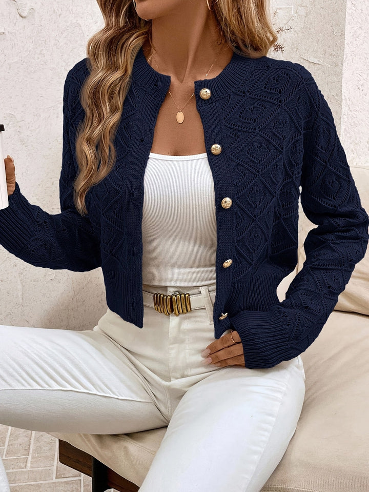 Della | Strukturert knapp-front cardigan