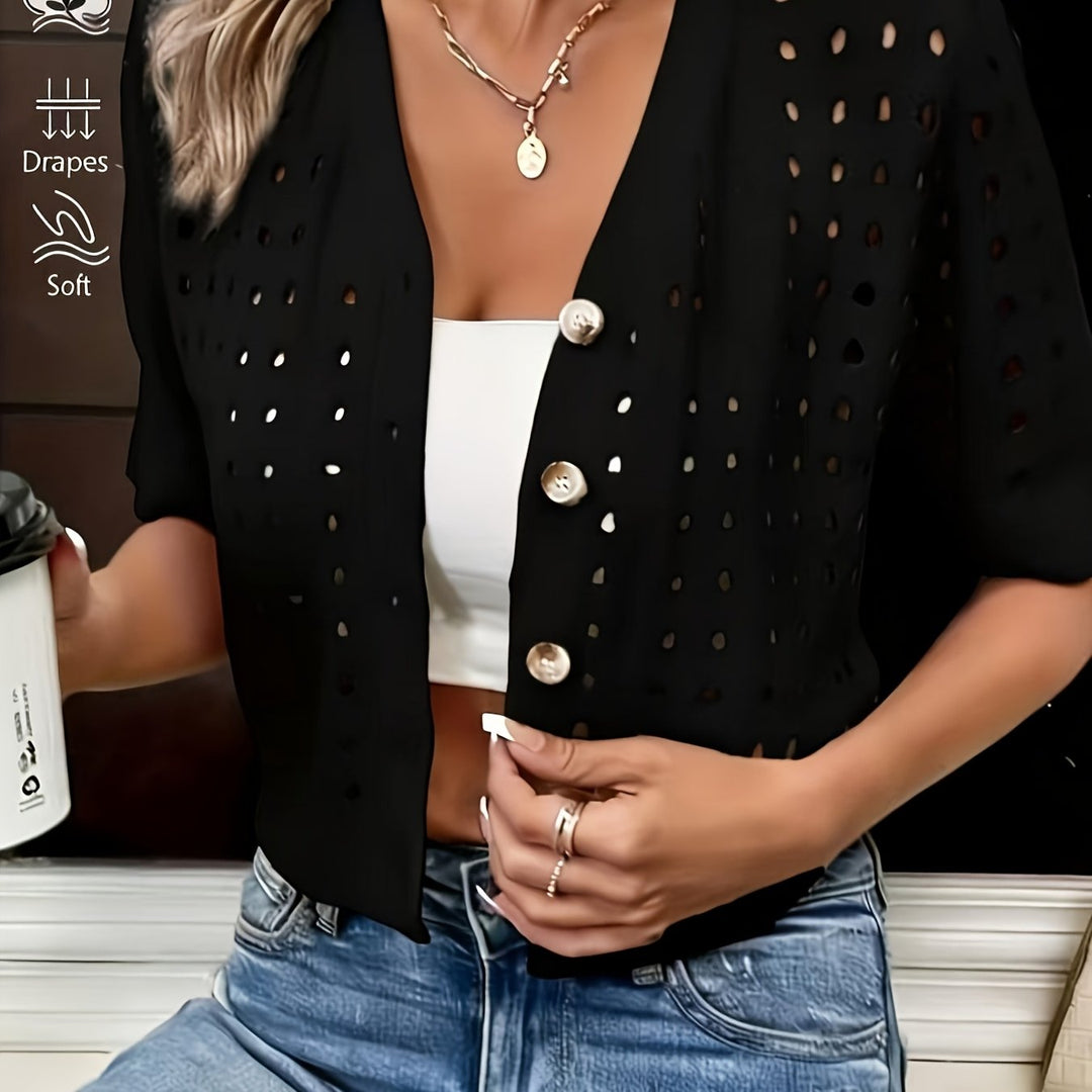 Delphine | Åpenstrikket Kortermet Cardigan