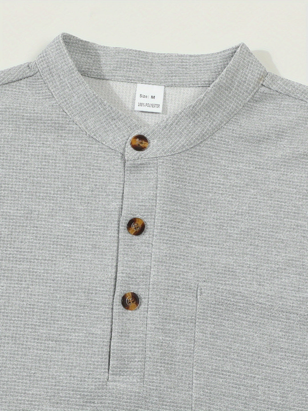Jonathan | Strukturert Henley-skjorte med lange ermer