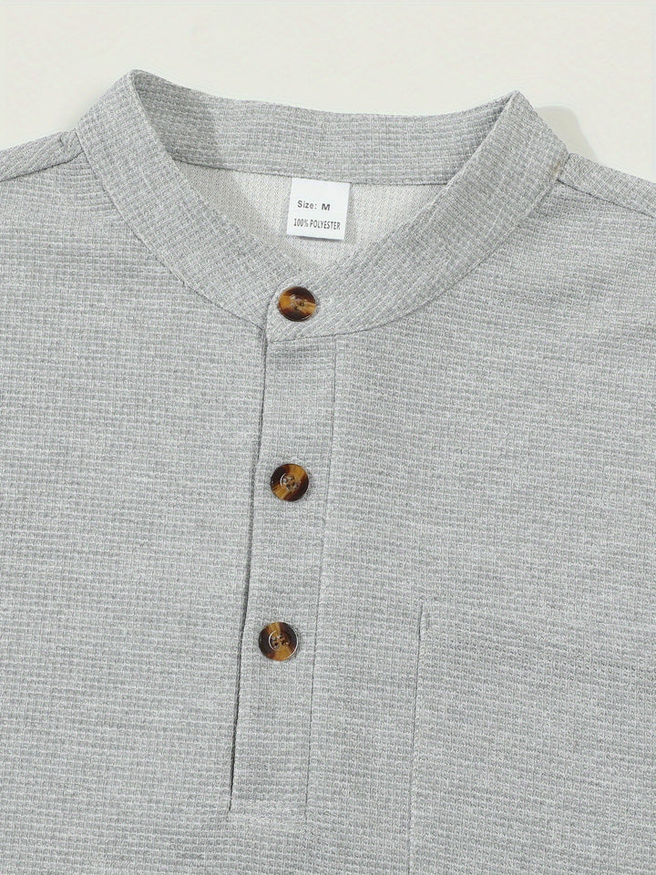Jonathan | Strukturert Henley-skjorte med lange ermer