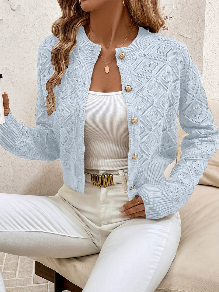 Della | Strukturert knapp-front cardigan
