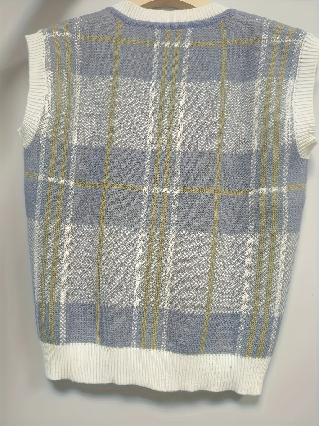 Marnie | Vintage rutete V-hals genservest