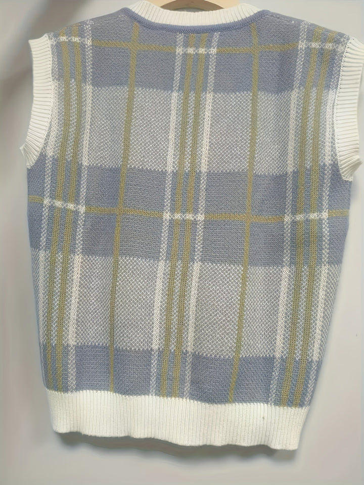 Marnie | Vintage rutete V-hals genservest