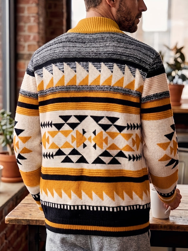 Callum | Mønstret glidelåssweater