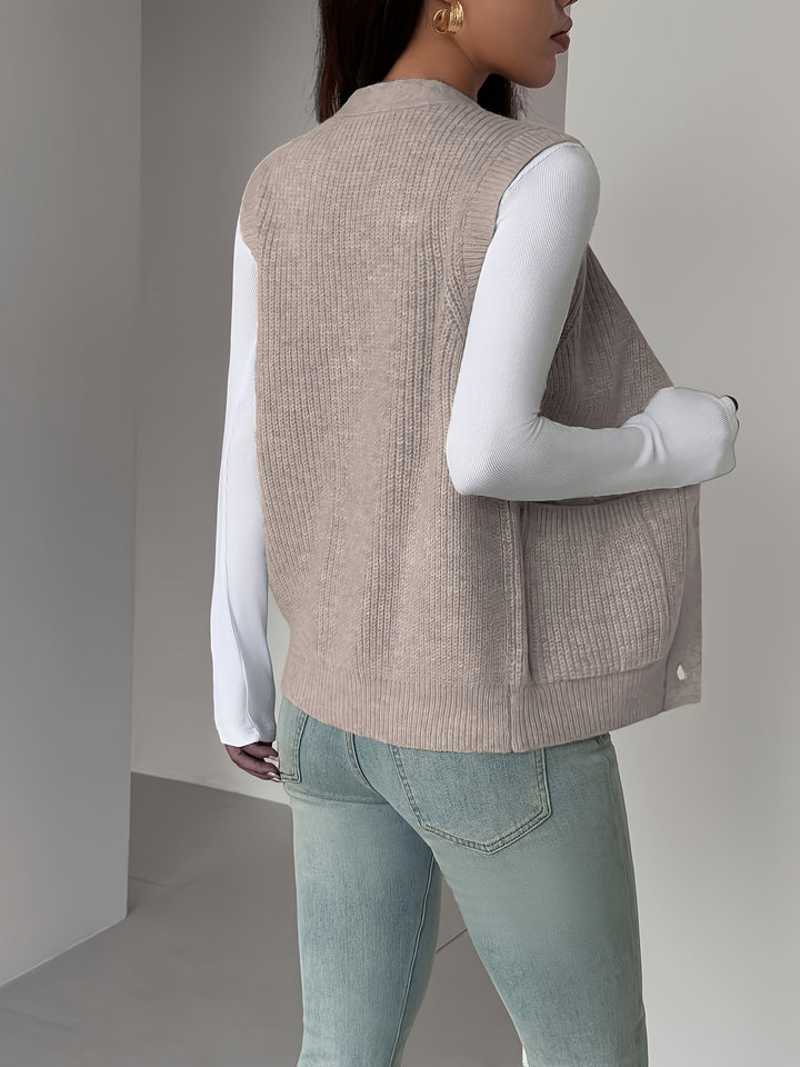 Miriam | Knappet V-hals Strikkevest