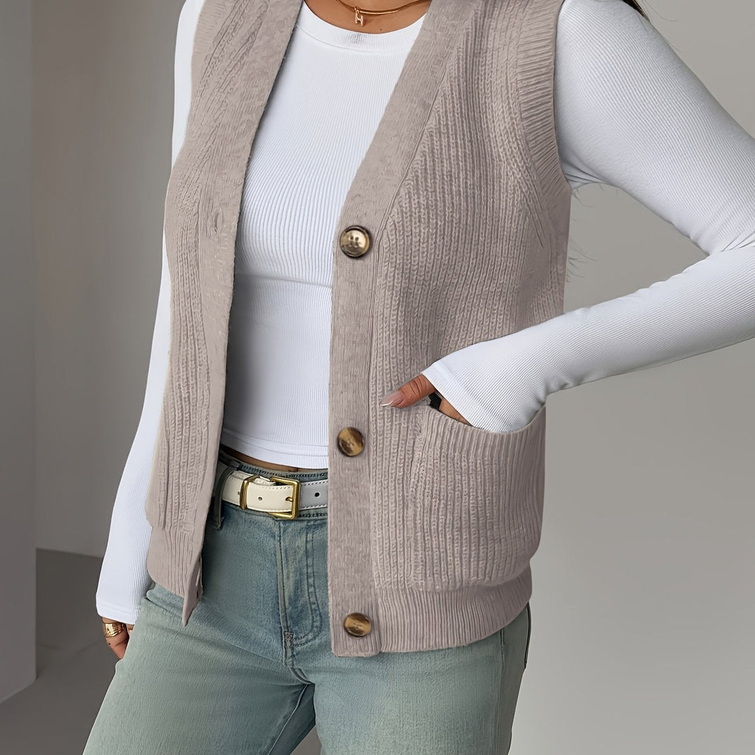 Miriam | Knappet V-hals Strikkevest