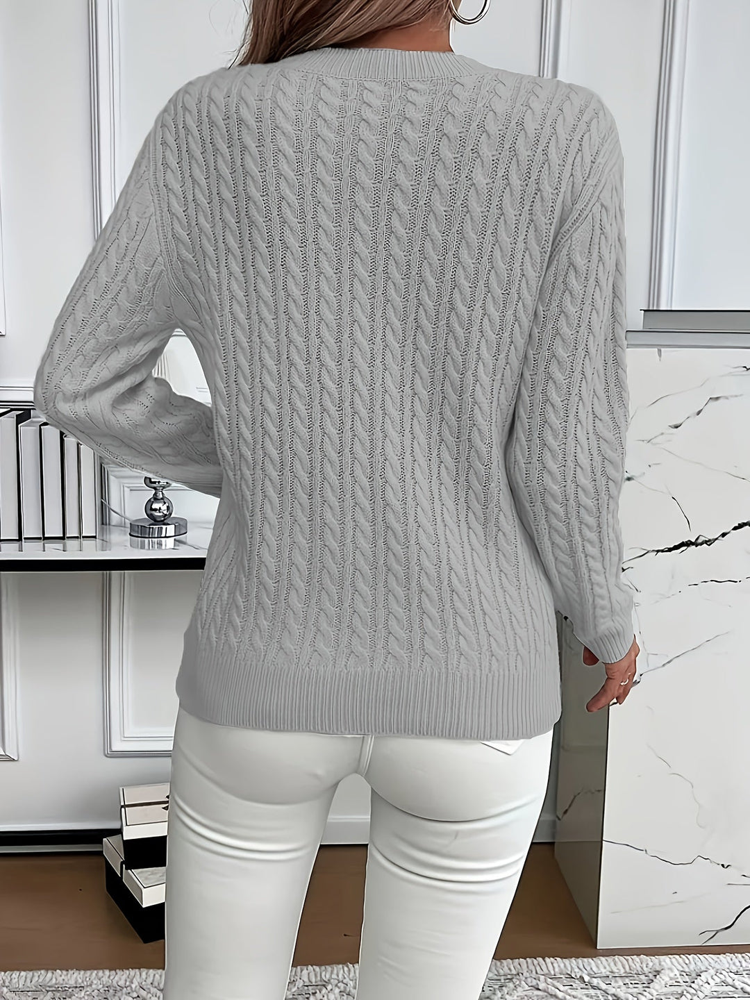 Faye | Kabelstrikket genser med rund hals