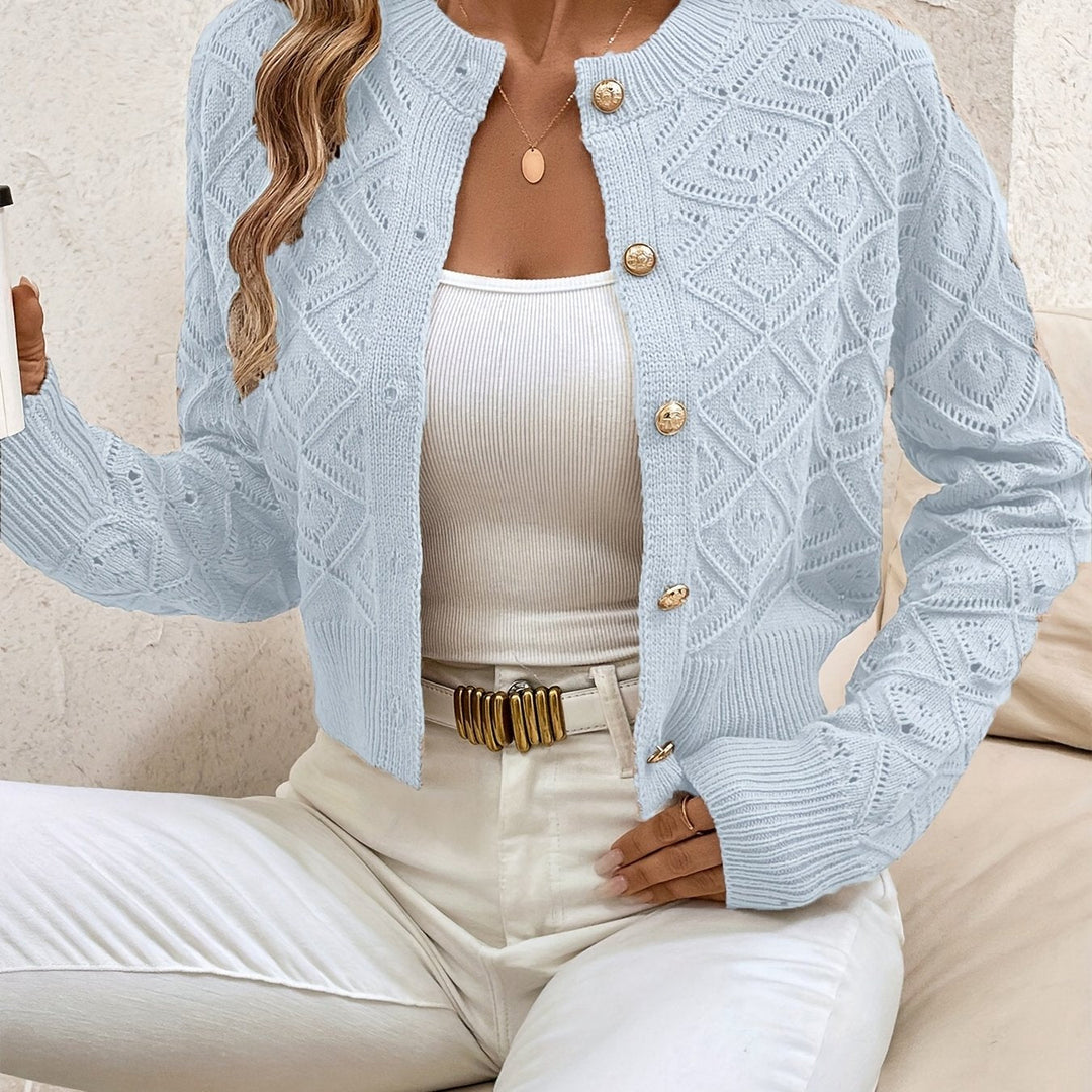 Della | Strukturert knapp-front cardigan