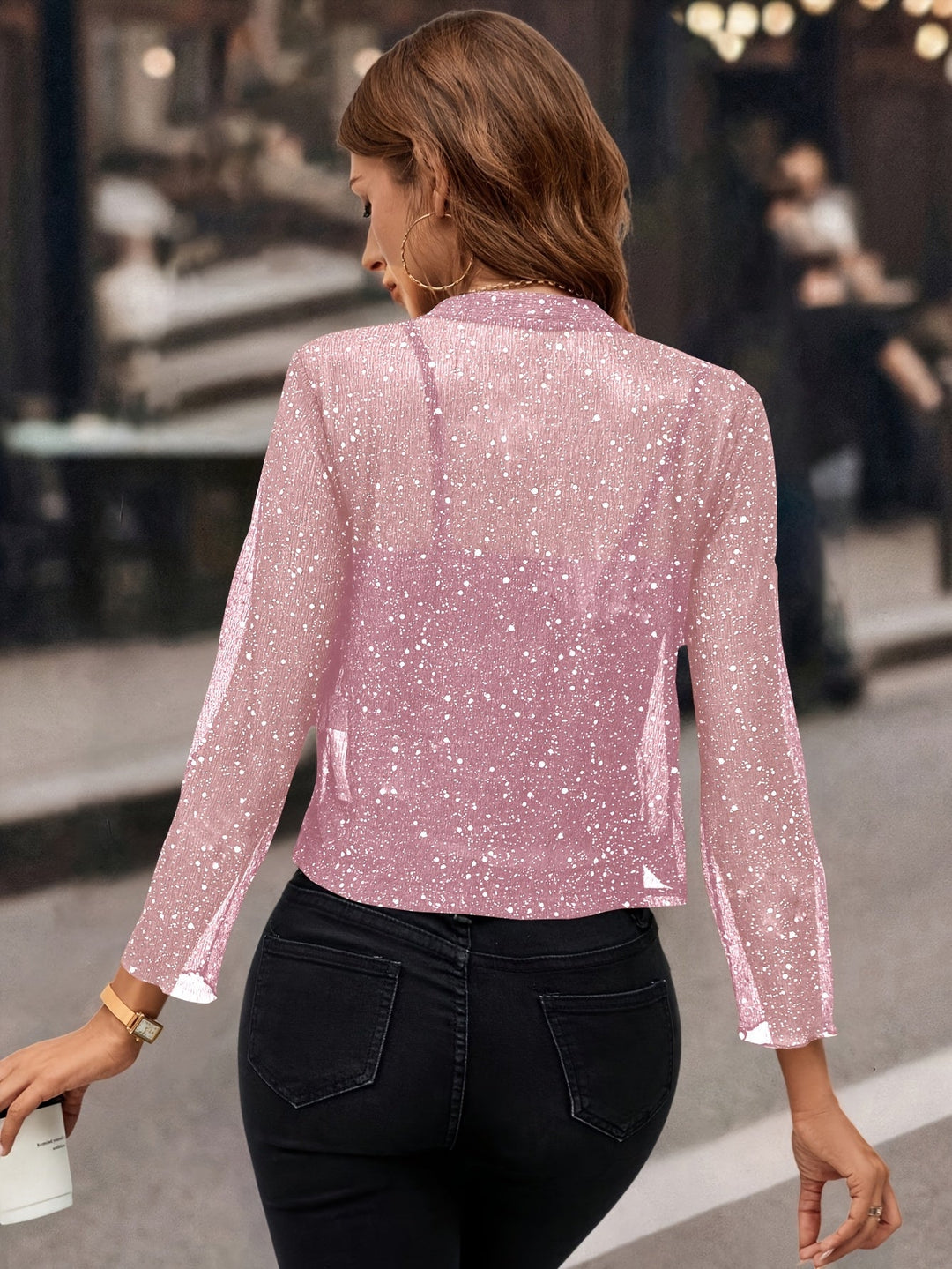 Elaine | Glitrende Cropped Jakke