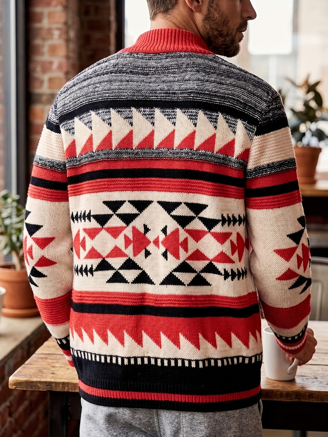 Callum | Mønstret glidelåssweater