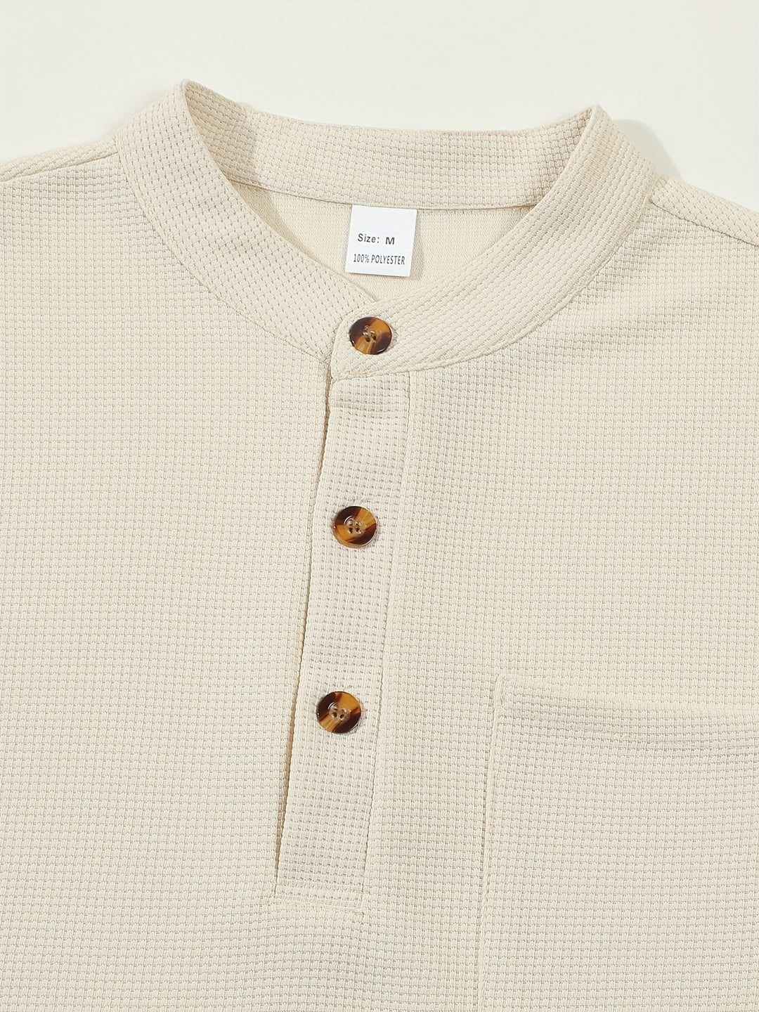 Jonathan | Strukturert Henley-skjorte med lange ermer