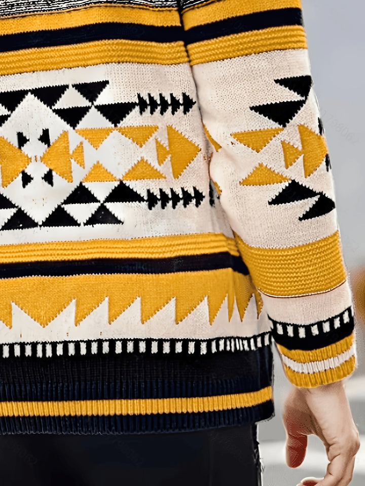 Callum | Mønstret glidelåssweater