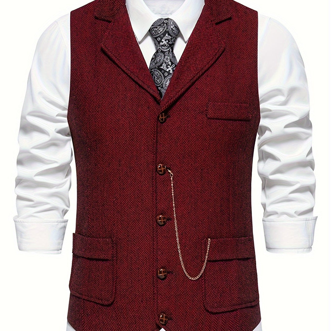 Edmund | Herringbone Enkeltknapp Vest