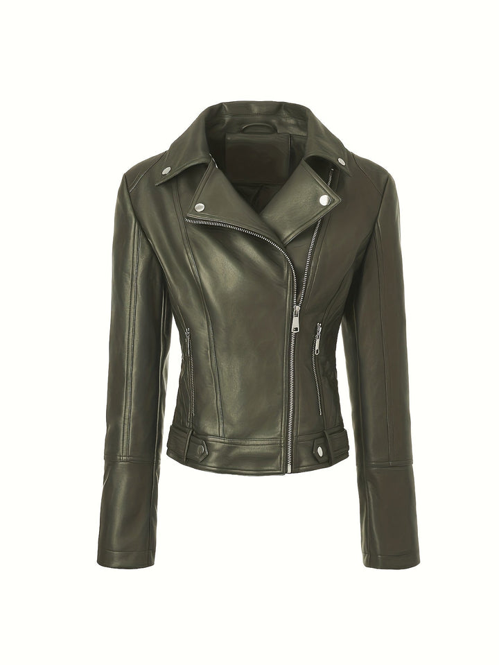 Mabel | Skulpturert Zip-Front Moto Jakke