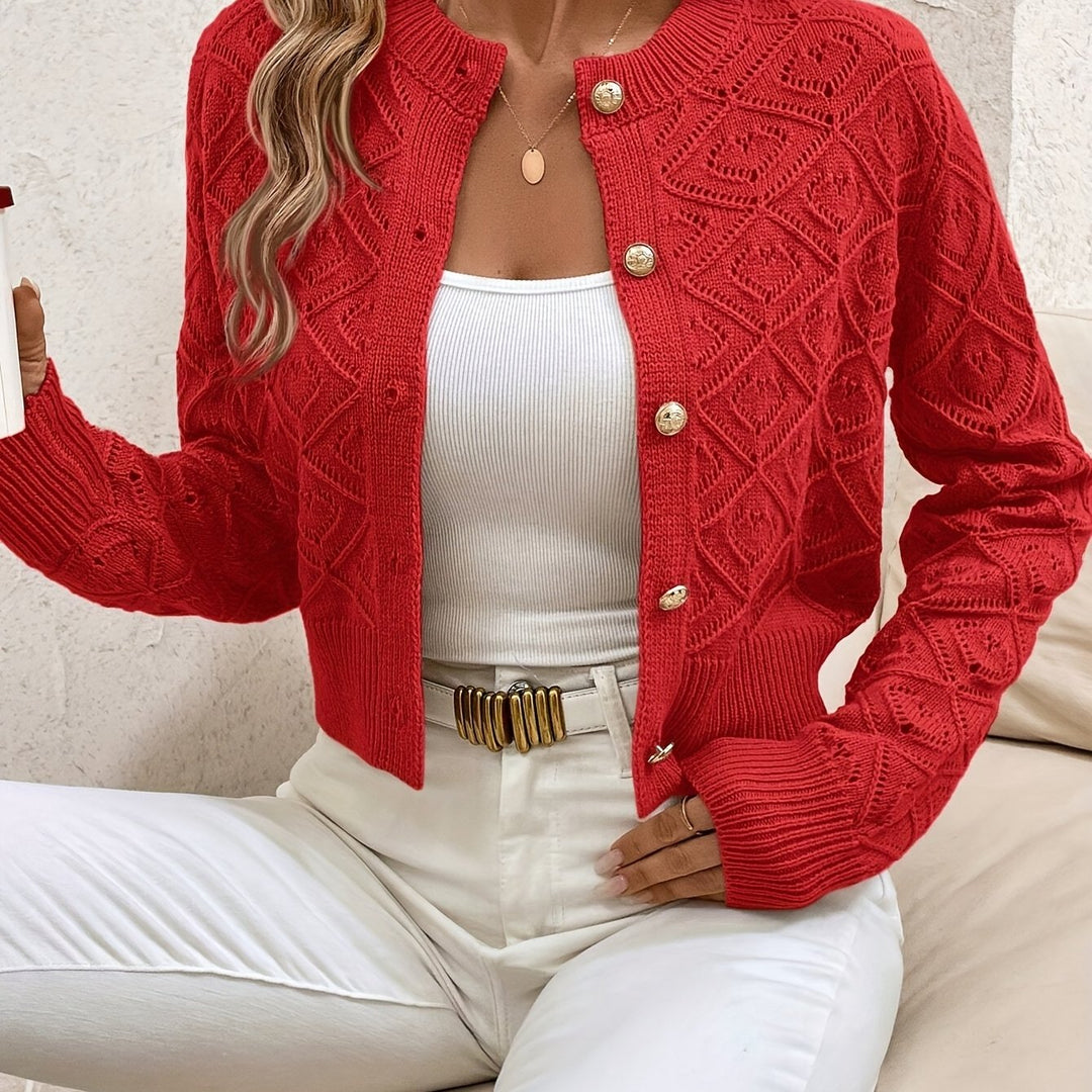 Della | Strukturert knapp-front cardigan