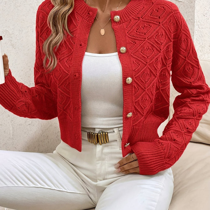 Della | Strukturert knapp-front cardigan