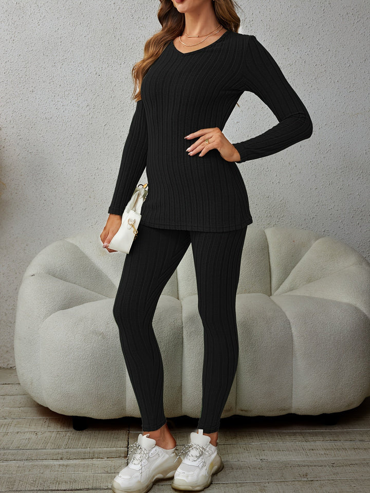 Delphina | Casual ribbestrikket to-delt sett