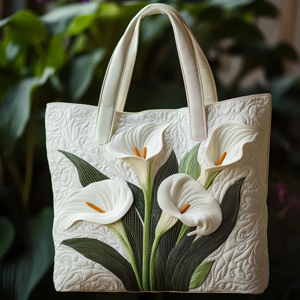 Angela | Hvit Blomst Kunst Tote Bag