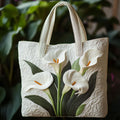 Angela | Hvit Blomst Kunst Tote Bag