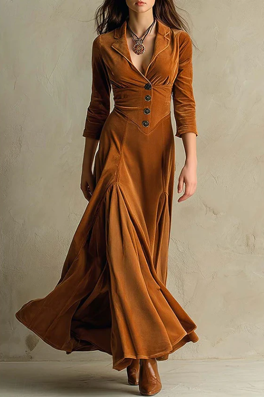 Anna | Elegant V-hals Maxikjole