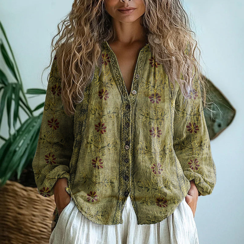Brianna | Elegant vintage preget skjorte