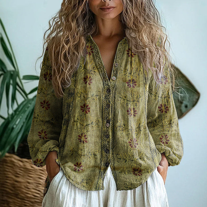 Brianna | Elegant vintage preget skjorte