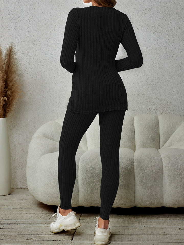 Delphina | Casual ribbestrikket to-delt sett