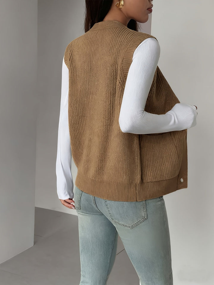 Miriam | Knappet V-hals Strikkevest