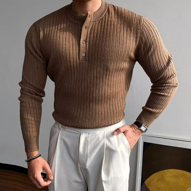 Theo | Ribbestrikket Henley-genser