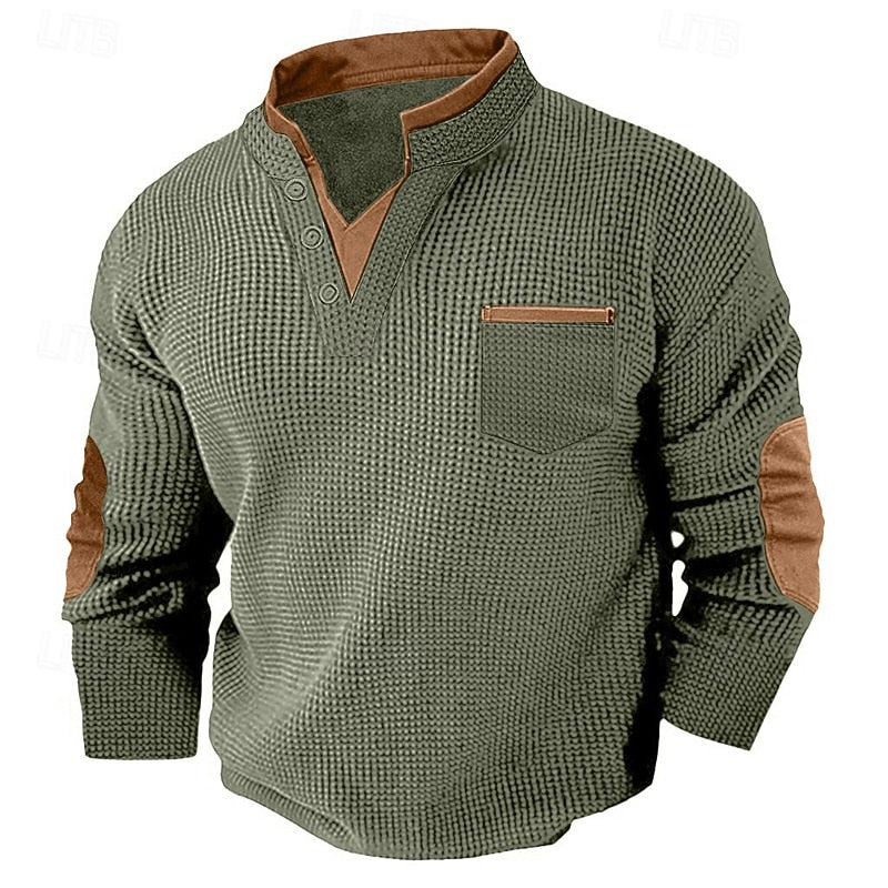 Russell | Strukturert Waffle Henley-skjorte