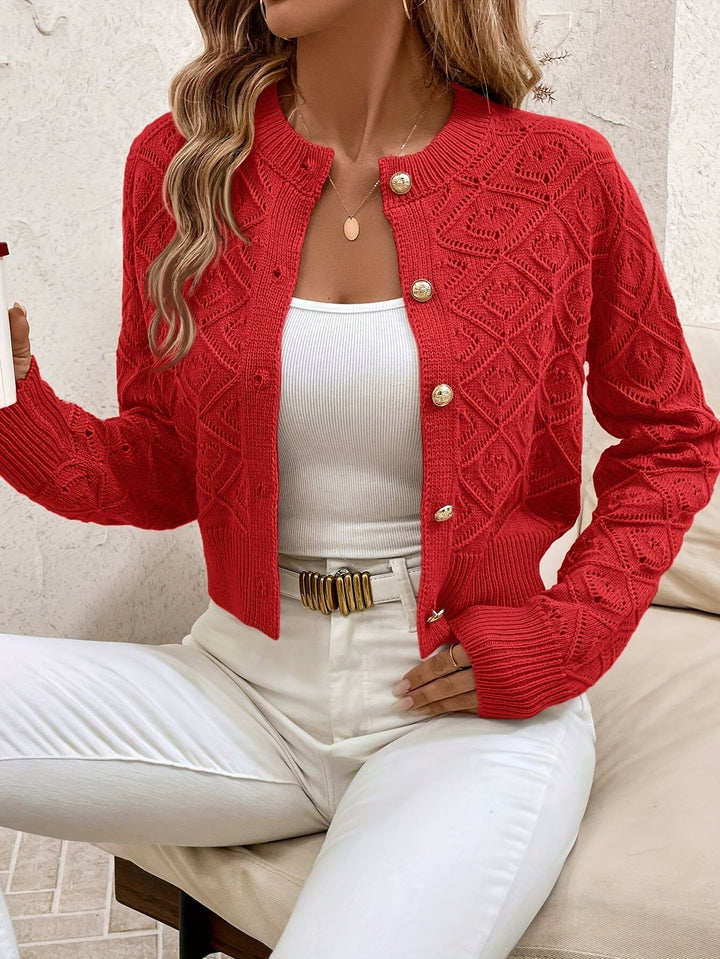 Della | Strukturert knapp-front cardigan