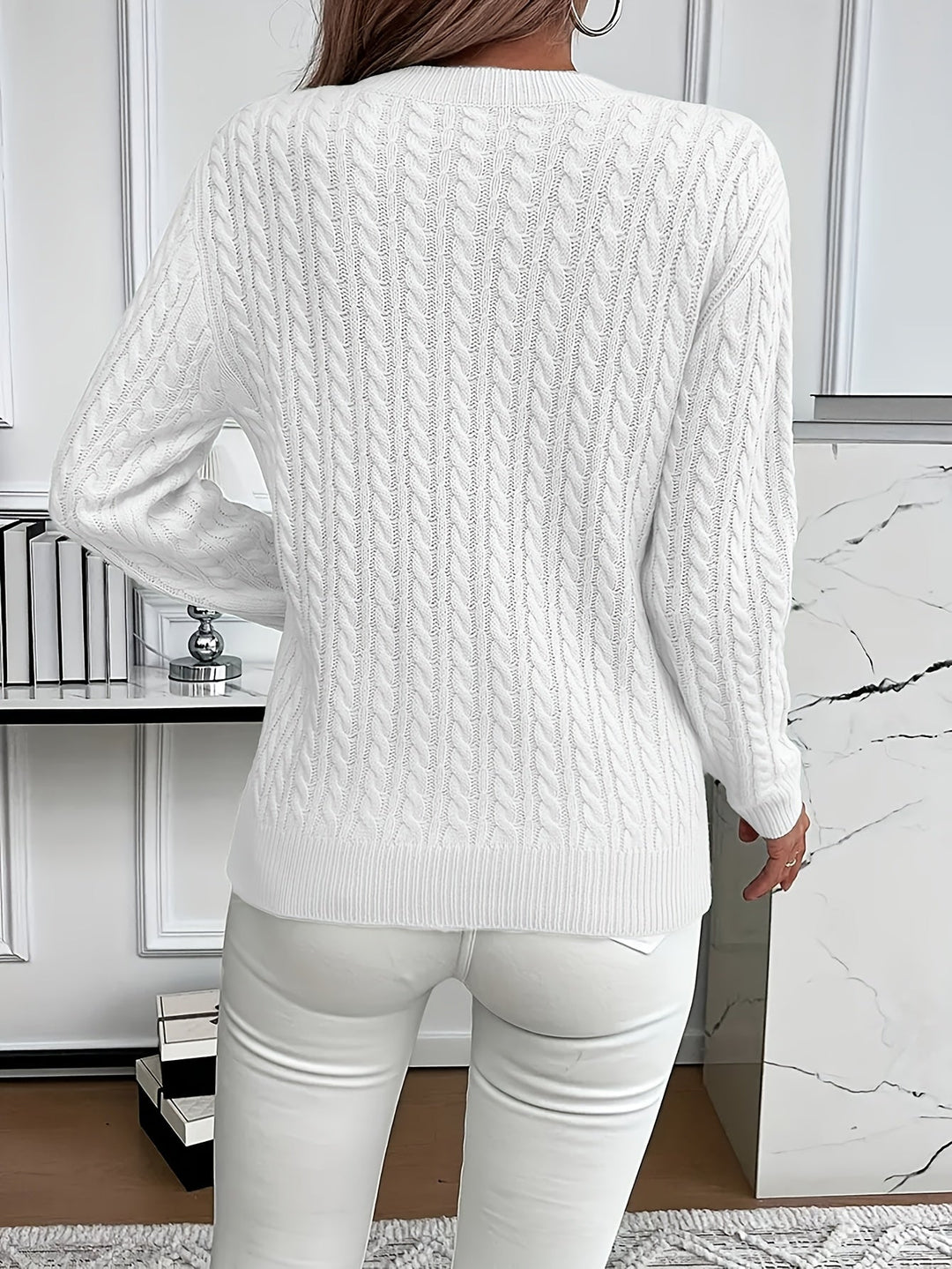 Faye | Kabelstrikket genser med rund hals