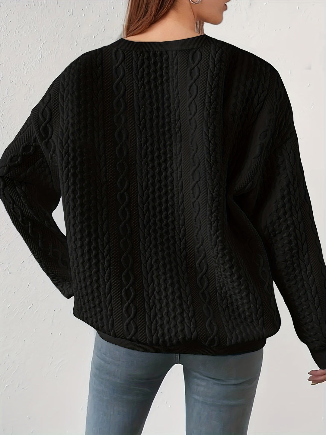 Joyce | Strukturert kabelstrikket sweatshirt