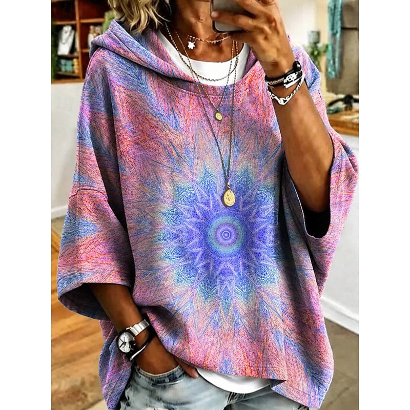 Roberta | Blomstrete Hettegenser Pullover Hoodie
